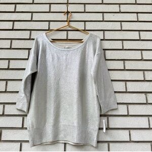 Nordstrom's Hinge Shimmering Cream Silver Foil Coated Women's Sweater Large NWT